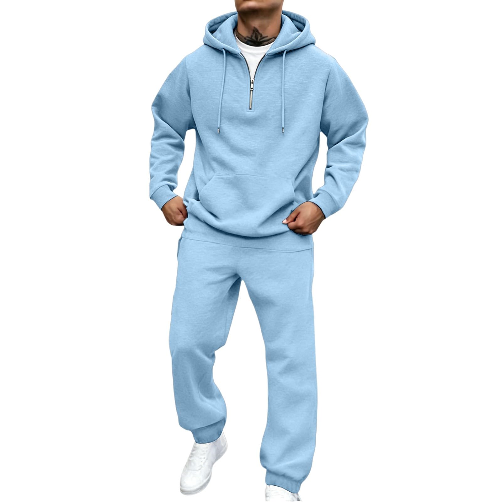 Tuta da uomo, set completo, vestibilità ampia, pantaloni della tuta e felpa