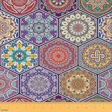 Matière: 100% Polyester. C'est un tissu imperméable, résistant aux taches, de poids moyen, serré et durable. Parfait pour la décoration de la maison. Pour intérieur ou extérieur.