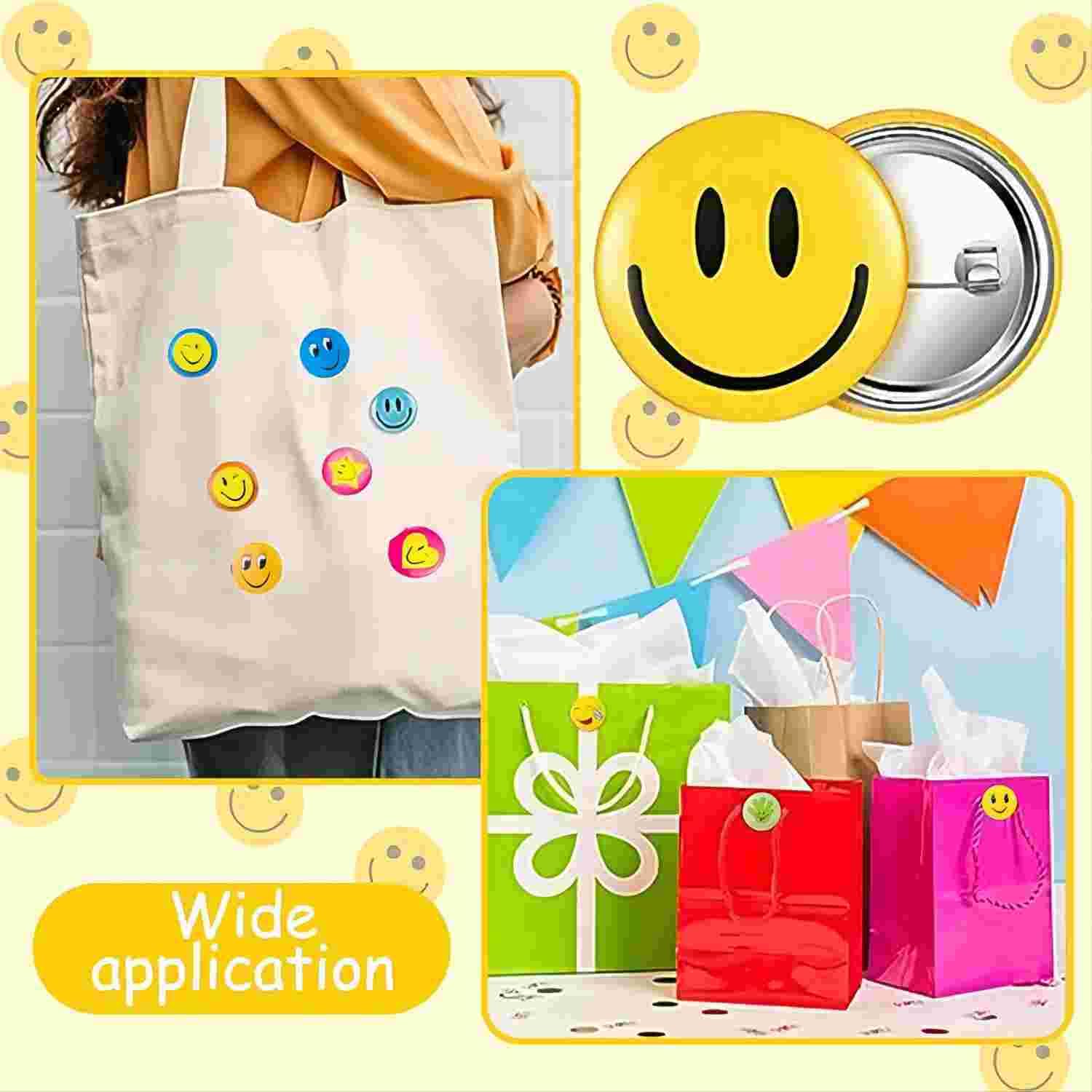 40 Spille Con Faccina Sorridente 45mm - Distintivi Rotondi In Metallo Per Decorazioni - Foto 7