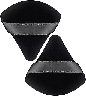 Powder Puff 2 Pcs, Triangle Powder Puffs for Pressed Powder, Make up Powder Puff, Make up Puff Triangle, Powder Sponge, Foundation Sponge, Makeup Puffs for Powder, Pressed Powder Sponge (Black)