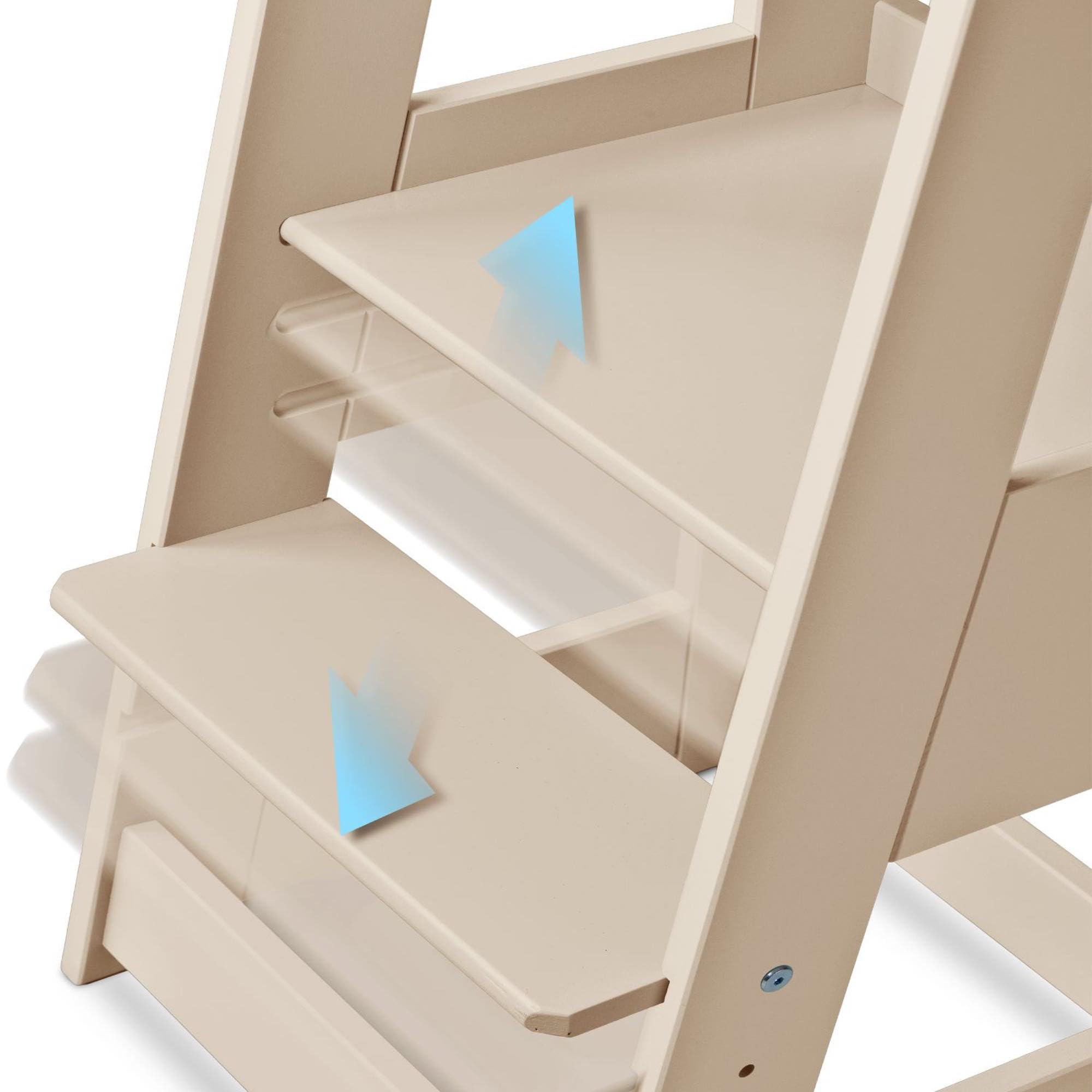 tiSsi® Lernturm Felix – Montessori Lernturm für Kinder, mitwachsend & höhenverstellbar, Entdeckerturm aus Buche Cashmere