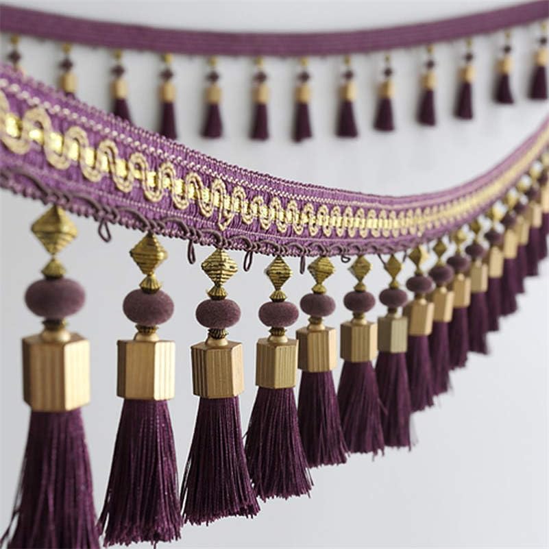 Ozdoby z frędzlami, Koraliki wiszące frędzle, 2 metry(Purple)