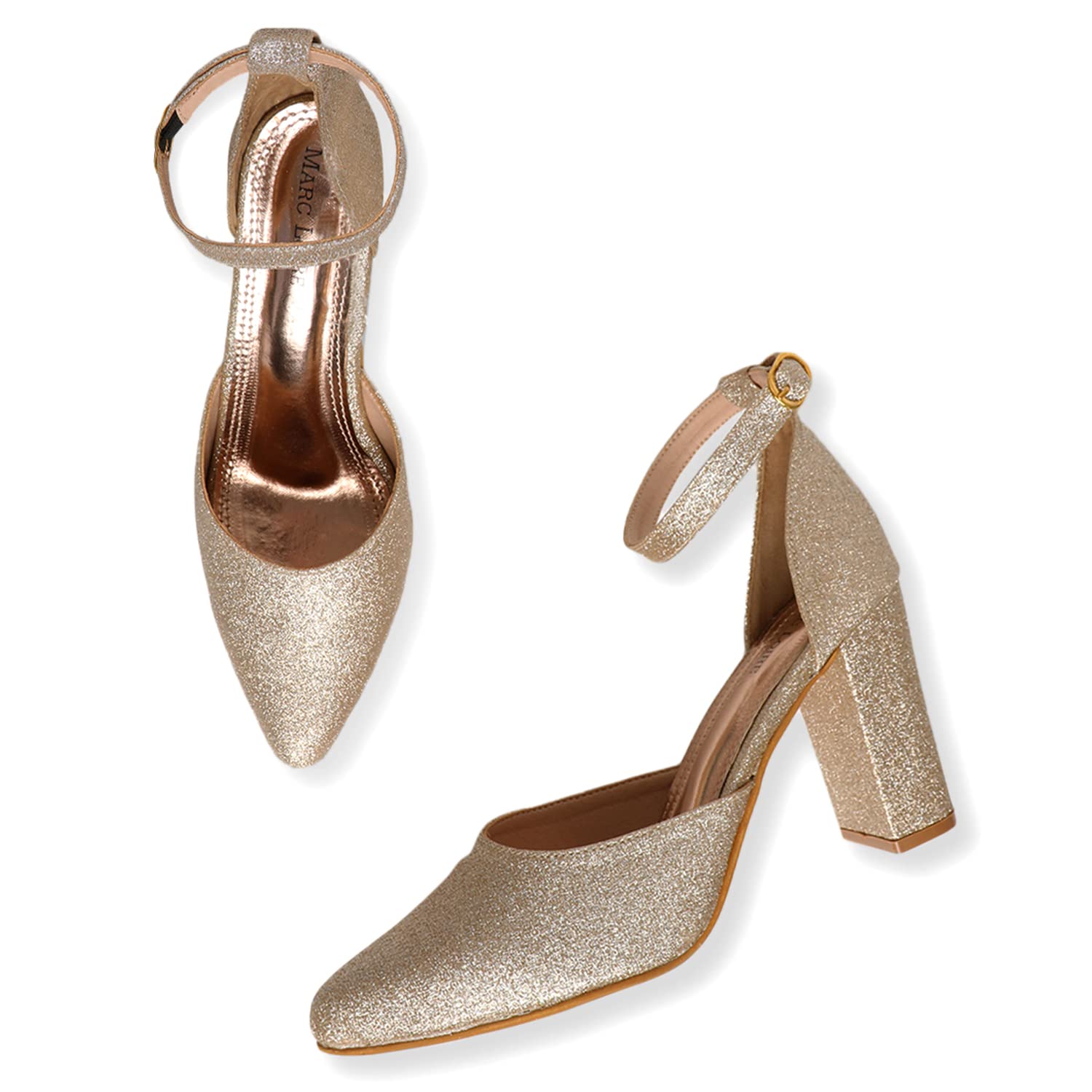 Marc Loire Womens Glittery & Shimmery Stiletto Heel Pump Shoes for Party & Occasions (Gold, Numeric_3) (B09XF5RLJB) Amazon Price History, Amazon Price Tracker