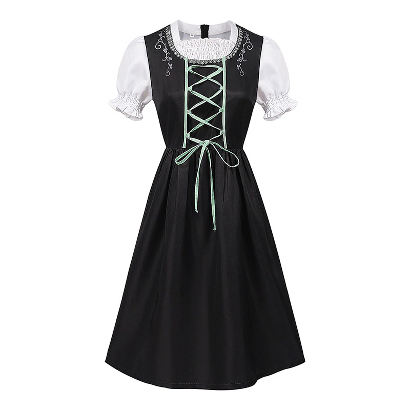 Generisch Damen Dirndl Kleid Oktoberfest, Midi Kariert Einfarbig Dirndlkleid Kleider - Trachtenkleid Elegant Oktoberfest-Dirndl für Oktoberfest Besondere AnläSse