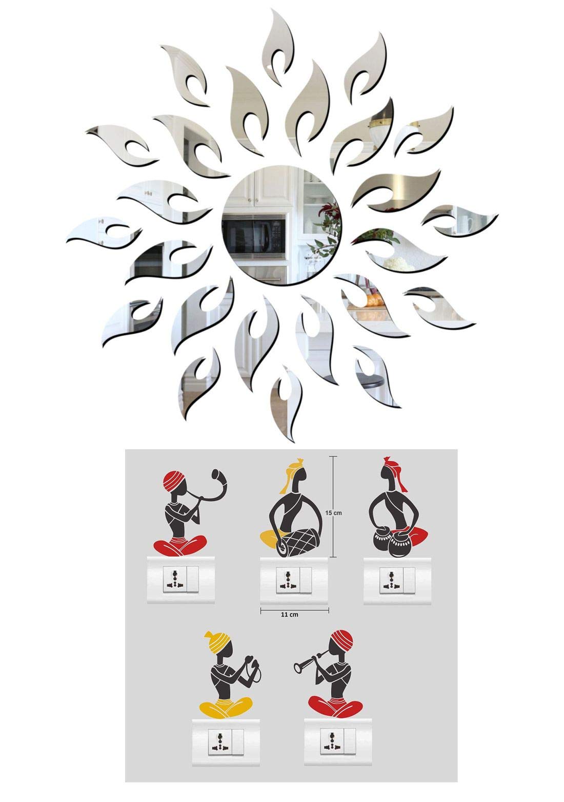 Walltech Acrylic Wall Refrigerator Switch Board Sticker, 1.96 x 19.29 x 1.96 Inches, Yellow