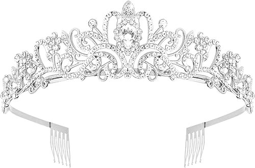 Miniatura 9 de CURASA Tiara de corona de princesa para mujeres, tiaras para niñas pequeñas, tiara Rapunzel corona de cristal, accesorios para el cabello para