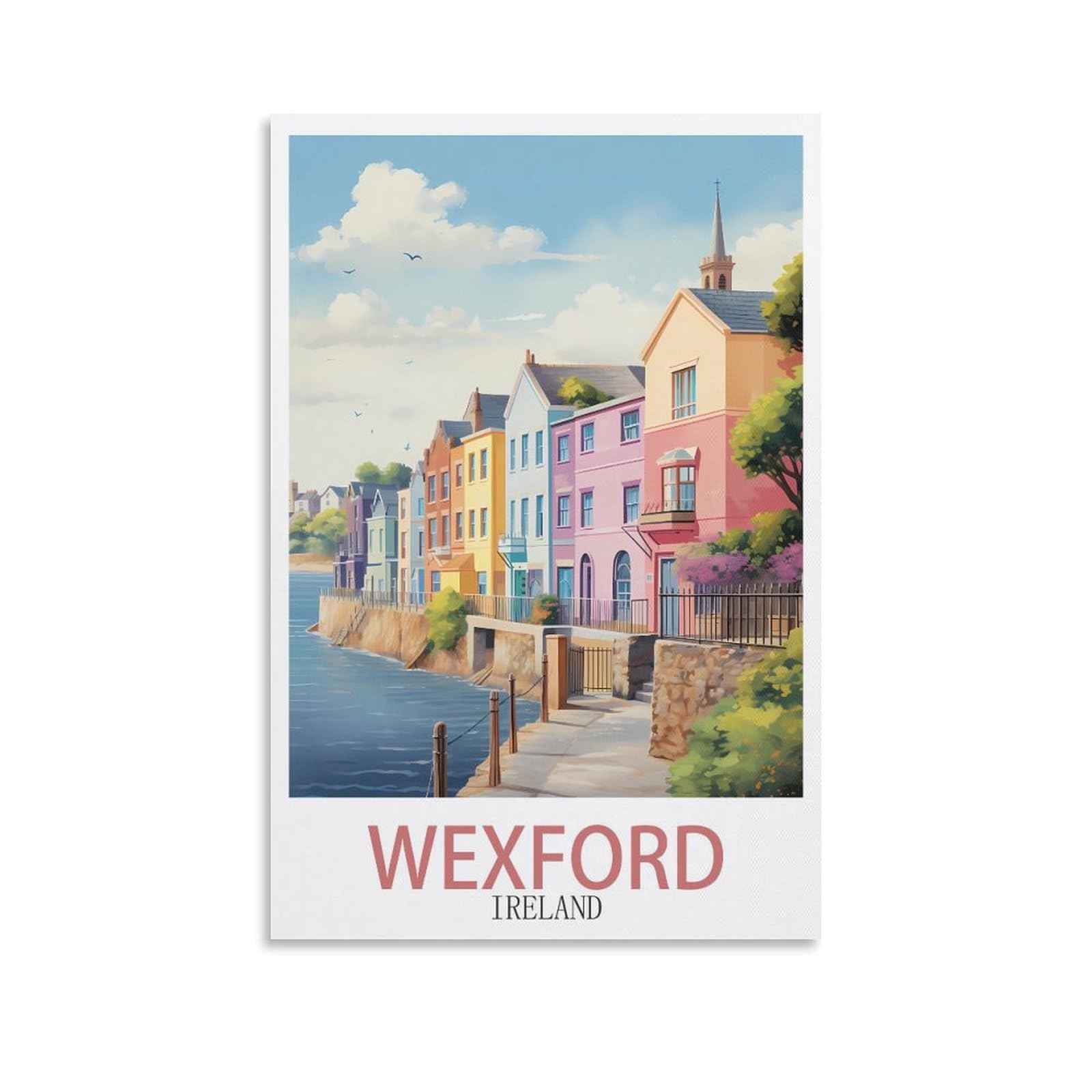 Zbbggoz Unframe-Style Wexford Ireland Vintage Travel Posters 12X18inch(30X45cm) Canvas Wall Posters And Art Picture Print Modern Family Bedroom Decor