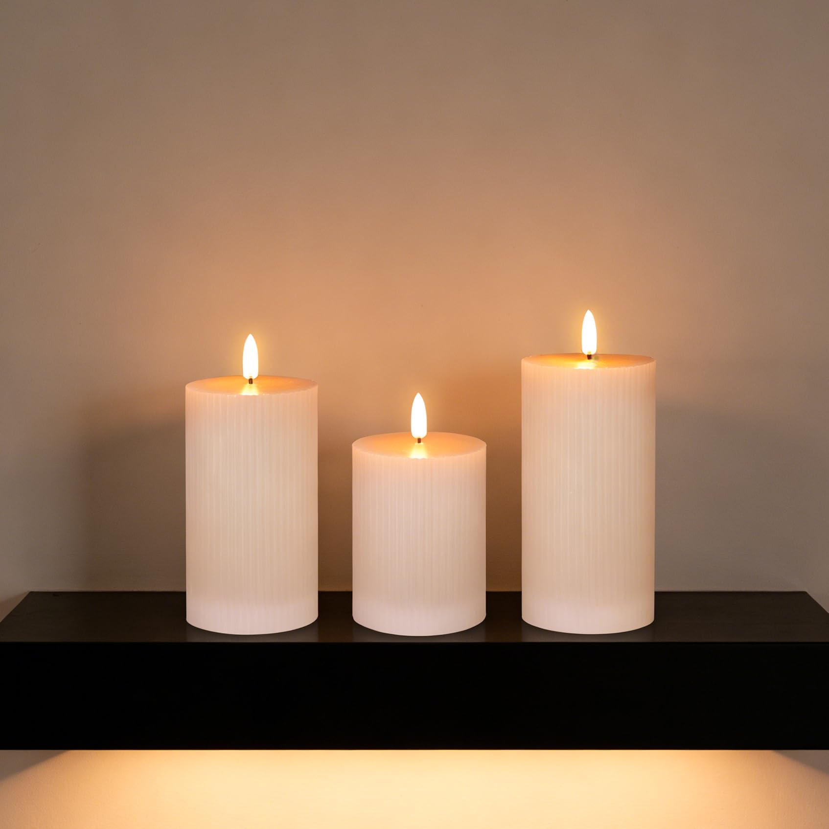NICE PIONT - Set di 3 candele a LED ricaricabili con timer e telecomando, fiamma tremolante, 5 livelli dimmerabili, per soggiorno, camera da letto, decorazione da tavolo