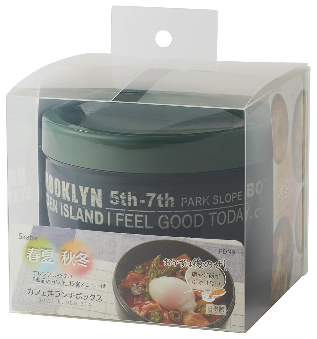 Skater PDN9 Cafe Don Lunch Box, 29.4 fl oz (840 ml), Large Capacity, Rice Bowl Shape, Brooklyn, Black, For Men, Made in Japan: Bento Boxes