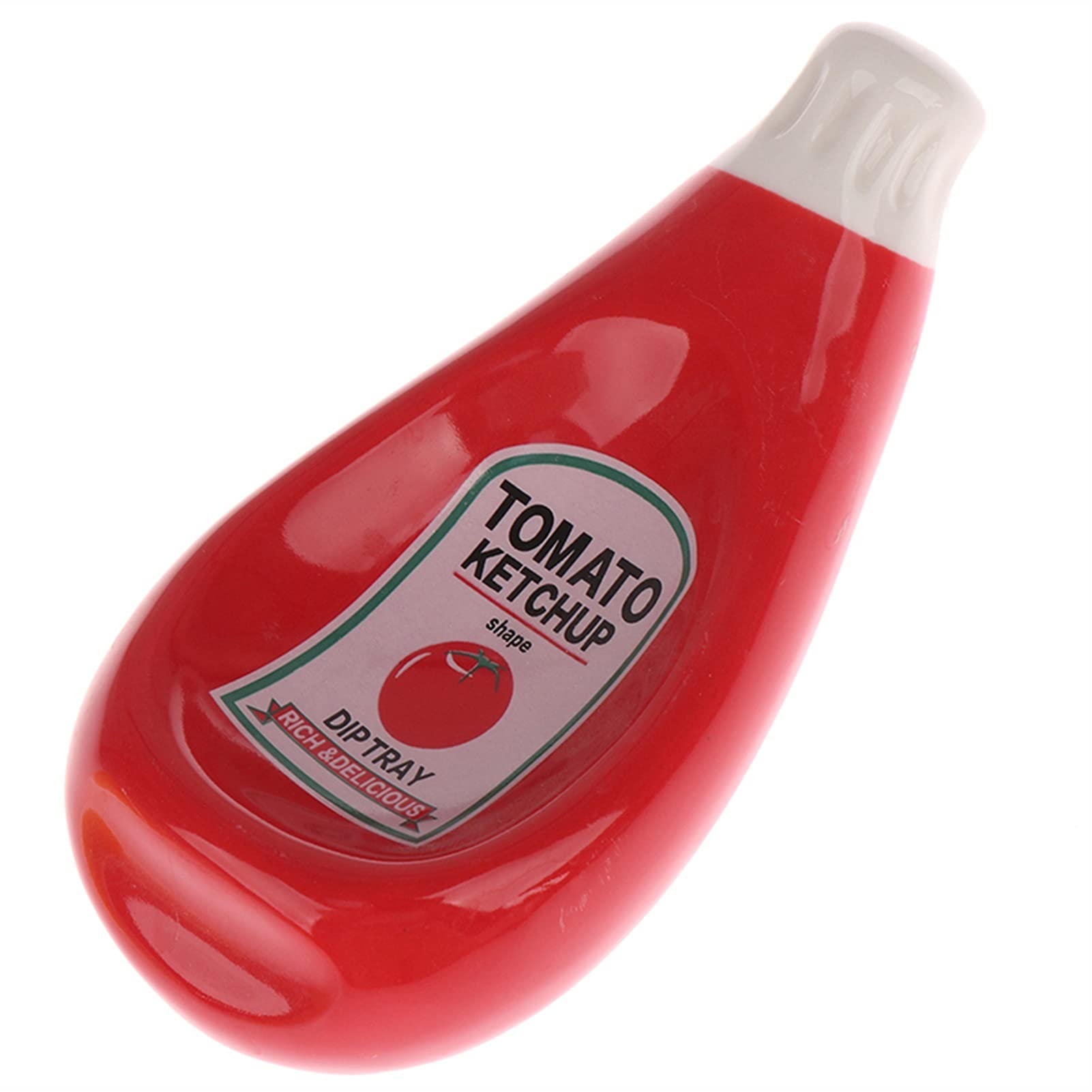 Auoeer Plate Ceramic Extruded Tomato Sauce Bottle Shape Soy Sauce Dish Mustard Dish Creative Dish Plate Dinner Plates Ceramic Plate (Color : Red)