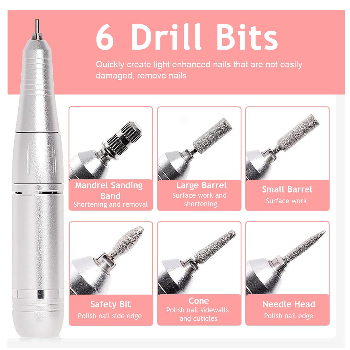 MAYCREATE Nail Drill Machine 45, 000 RPM with 5 Bits and Sanding Paper 2
