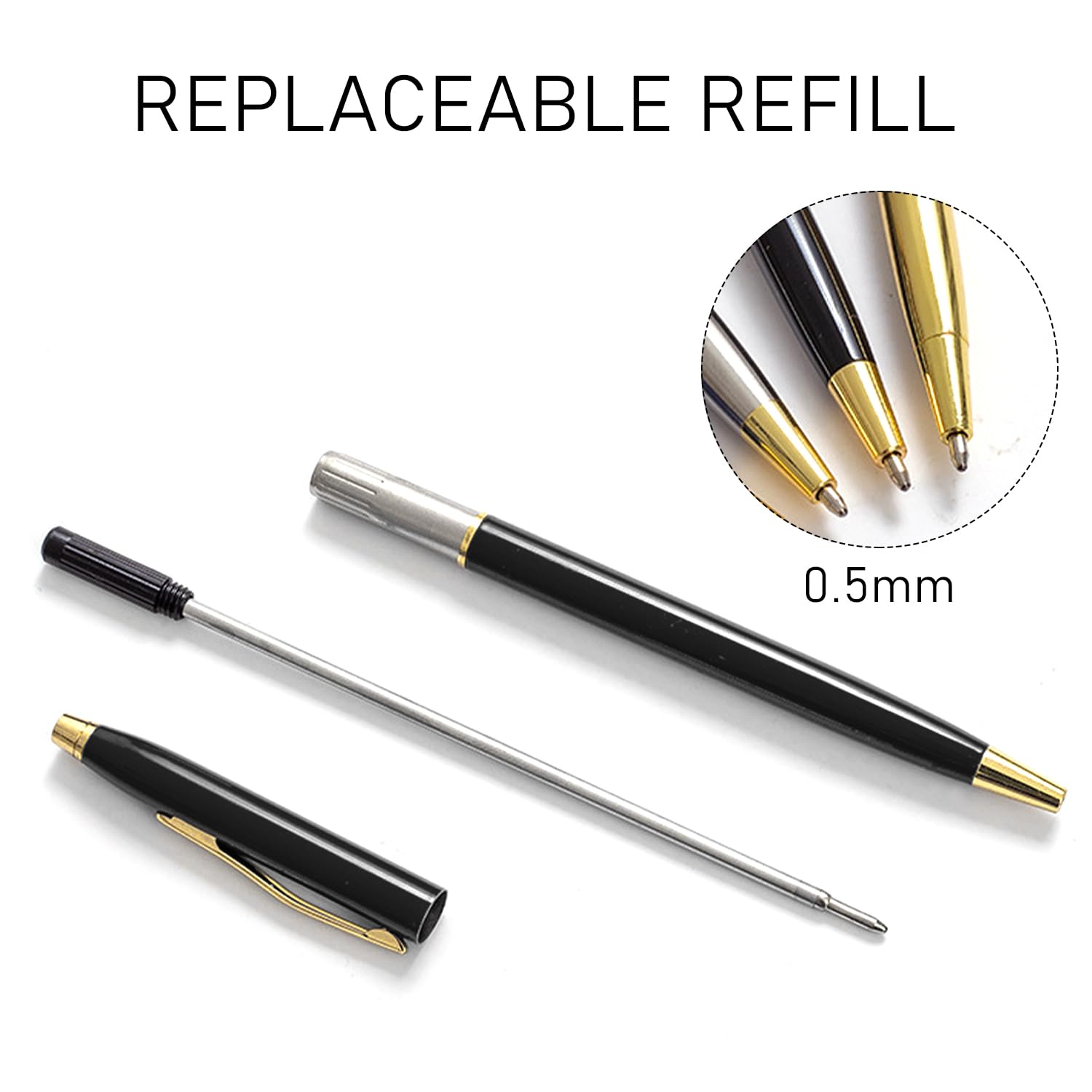 3 Metal Ballpoint Pens, Suitable for Adult Writing Suitable for Men and Women's Fountain Pens, Business Metal Ballpoint Pens - Image 4