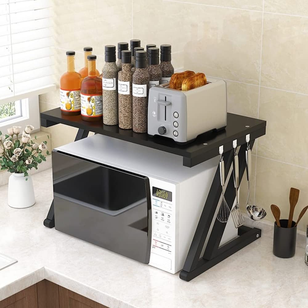 RELOVE Scaffale per Forno a Microonde, Mensola per Forno a Microonde da Cucina Organizzatore a 2/3 Ripiani, Fino a 25 kg (57 * 38 * 38 cm Z nero)