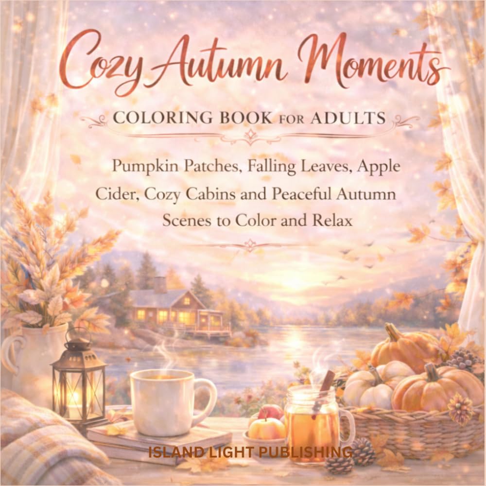Cozy Autumn Moments Coloring Book for Adults: Pumpkin Patches, Falling Leaves, Apple Cider, Cozy Cabins and Peaceful Autumn Scenes to Color and Relax