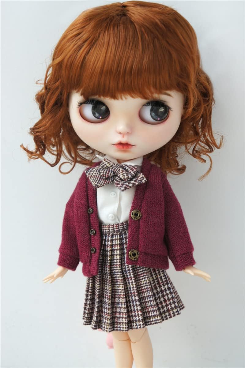JD260 10-11inch 26-28CM Doll Wig for Girl! Boneka Slight Lady Curls Synthetic Mohair BJD Wigs Blythes Accessories (L.t Carrot)