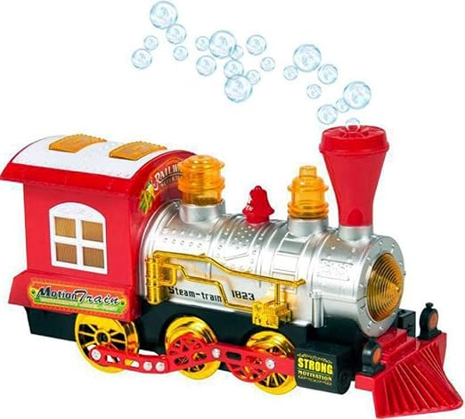 Fabofly Battery Operated Bump and Go Bubble Engine Toys with Music, Lights and Real Bubble Action for Kids(Red)