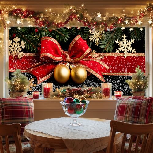 Película para ventana con lazo navideño 39.3x17.7 pulg miniatura 1