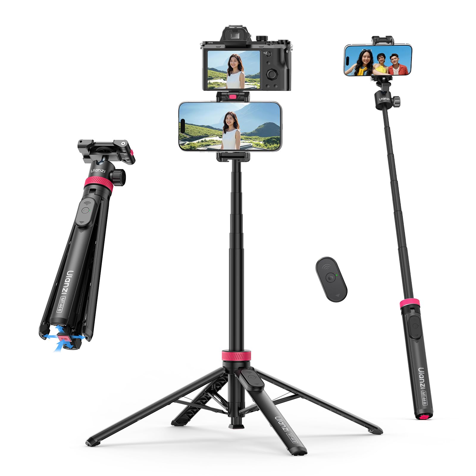 Amazon | Ulanzi MT-44B スマホ三脚 カメラ三脚 自動開閉 片手 150cm