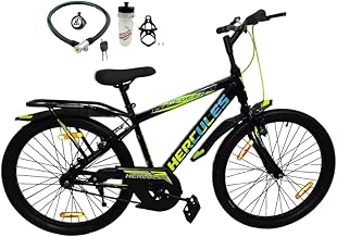 Hercules Redeem 24T Sports Bicycle | Single Speed, Power Brake, Internal Carrier(IBC), Wate Bottle, Lock, Bell | 85% Assembled Cycle | Age9-13Years | Girls Boys | Black