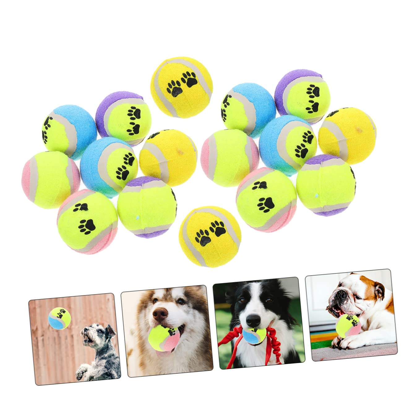 Toyvian 16piezas Juguetes De Pelota Portátiles para Perros Pequeños Balones De Tenis Juguetes De Goma Duradera