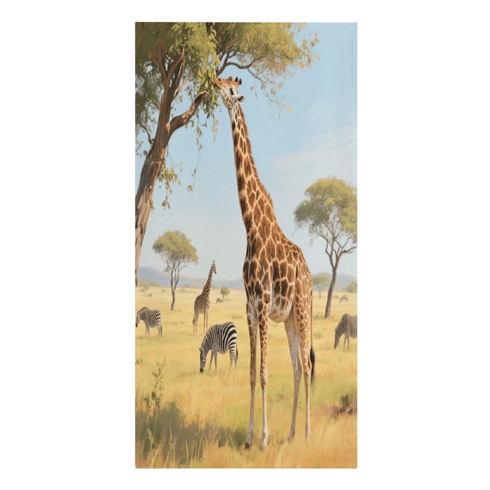 Fekiloot Men's Style Giraffes Nibbling Leaves Large Beach Towel, Travel Towel For Adults Wo, Pool Towels For Beach, Camping, Swim Pool, Gym, Sports& Yoga 61.4"X30.3"