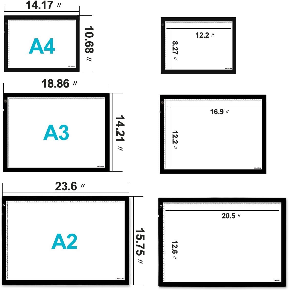 HUION A2 Large Tracing Light Box with Skeleton Artist Glove, AC Powered Light Pad, Adjustable Brightness (20.47" X 12.6") : Arts, Crafts & Sewing