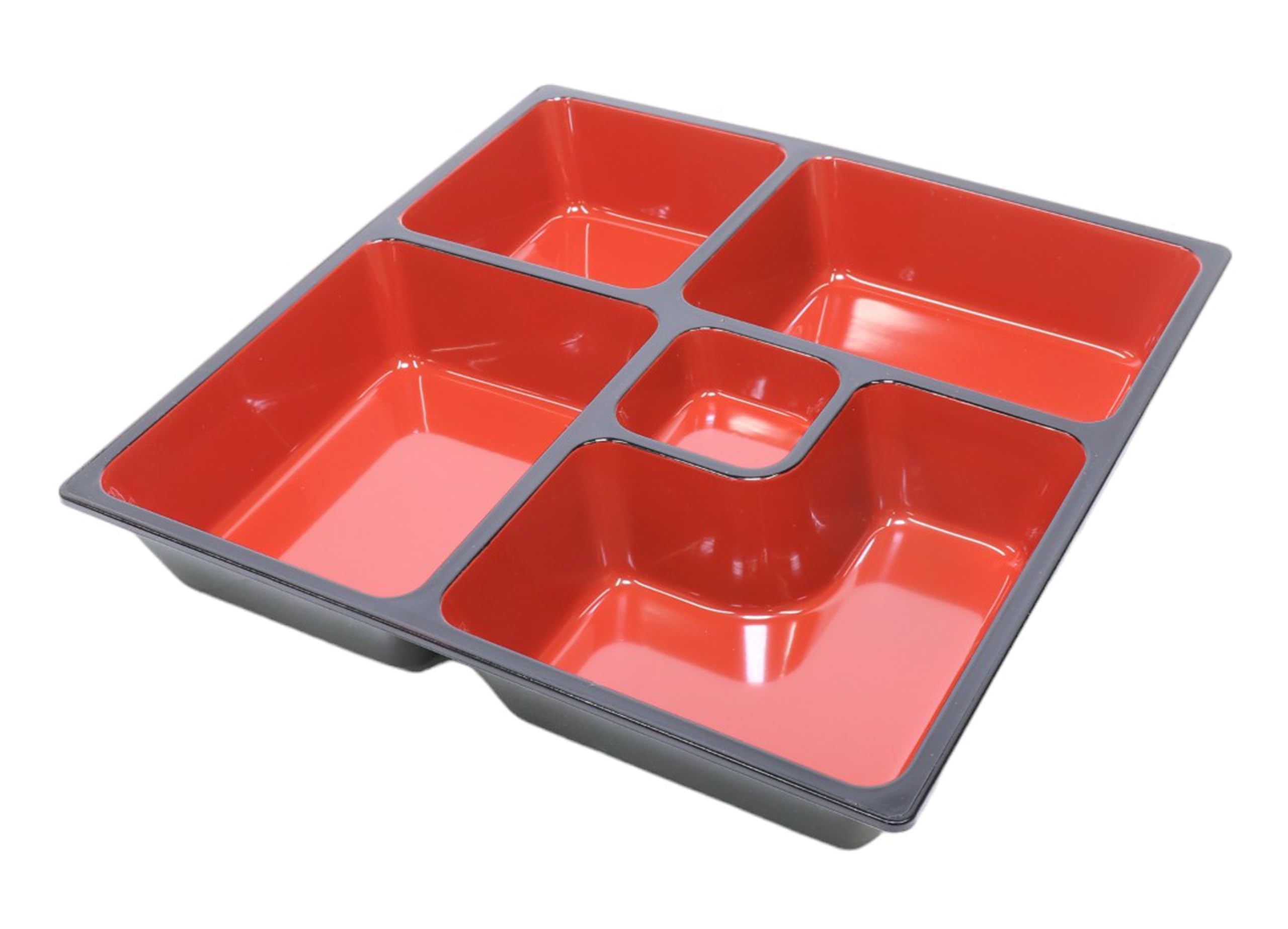 ①　8.5寸松花堂用　DX幕の内仕切　朱天黒　中古品　5個まとめ Amazon｜[A]ABS8.5寸松花堂用DX幕の内仕切朱天黒 | 松花堂弁当 [ 23.5