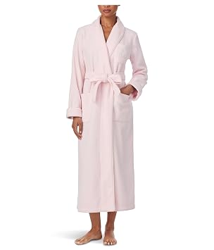 Lauren Ralph Lauren Womens Recycled Polyester Dalton Fleece Robe Pink, X-Large