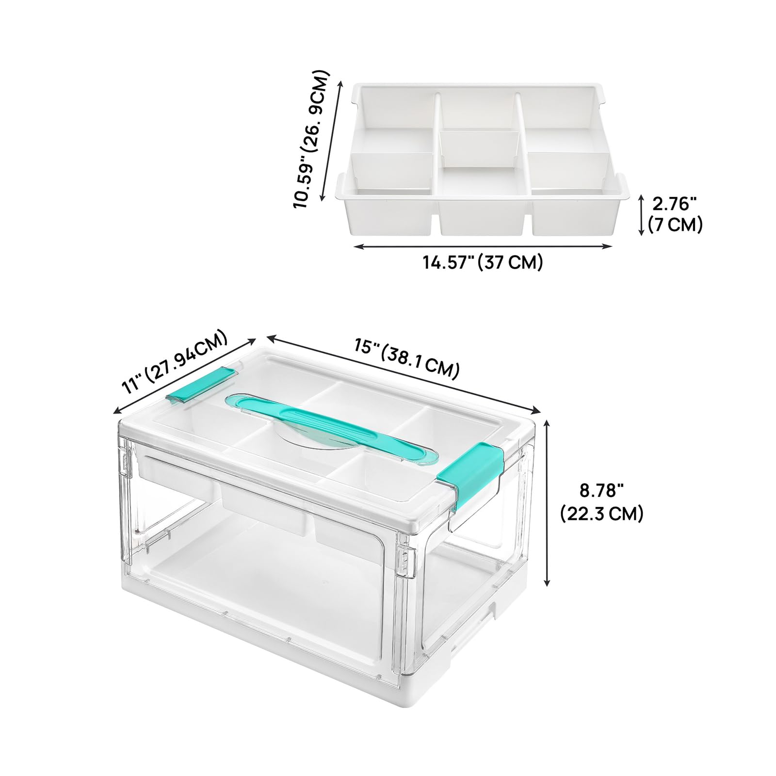 Good Clearness Bastelbox mit Fächern für Bücher und Zubehör, stapelbare Aufbewahrung für den Haushalt, Aufbewahrungsbox