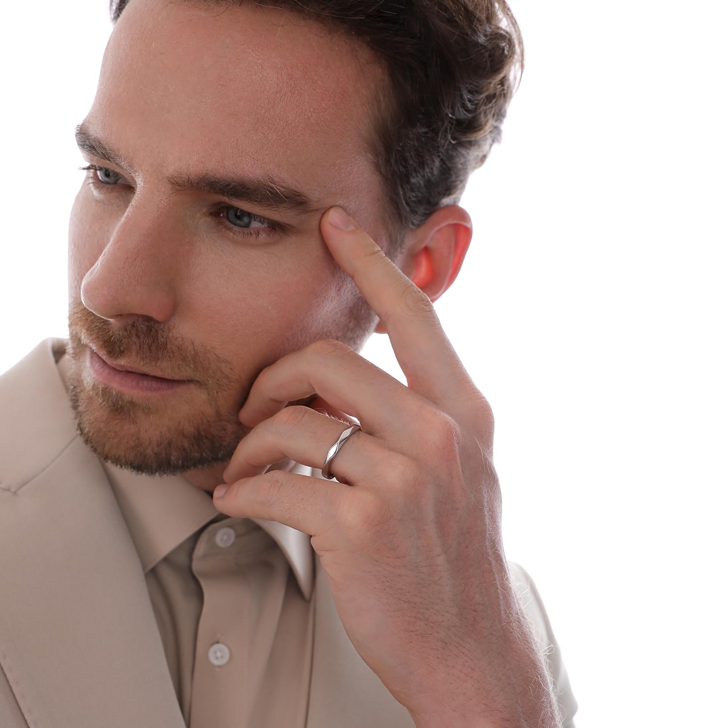 Meissa Juego de Anillos a Juego de Plata de Ley para Hombres y Mujeres, Anillos de Compromiso, Promesa y Boda con Banda de Diamante de Corte Princesa