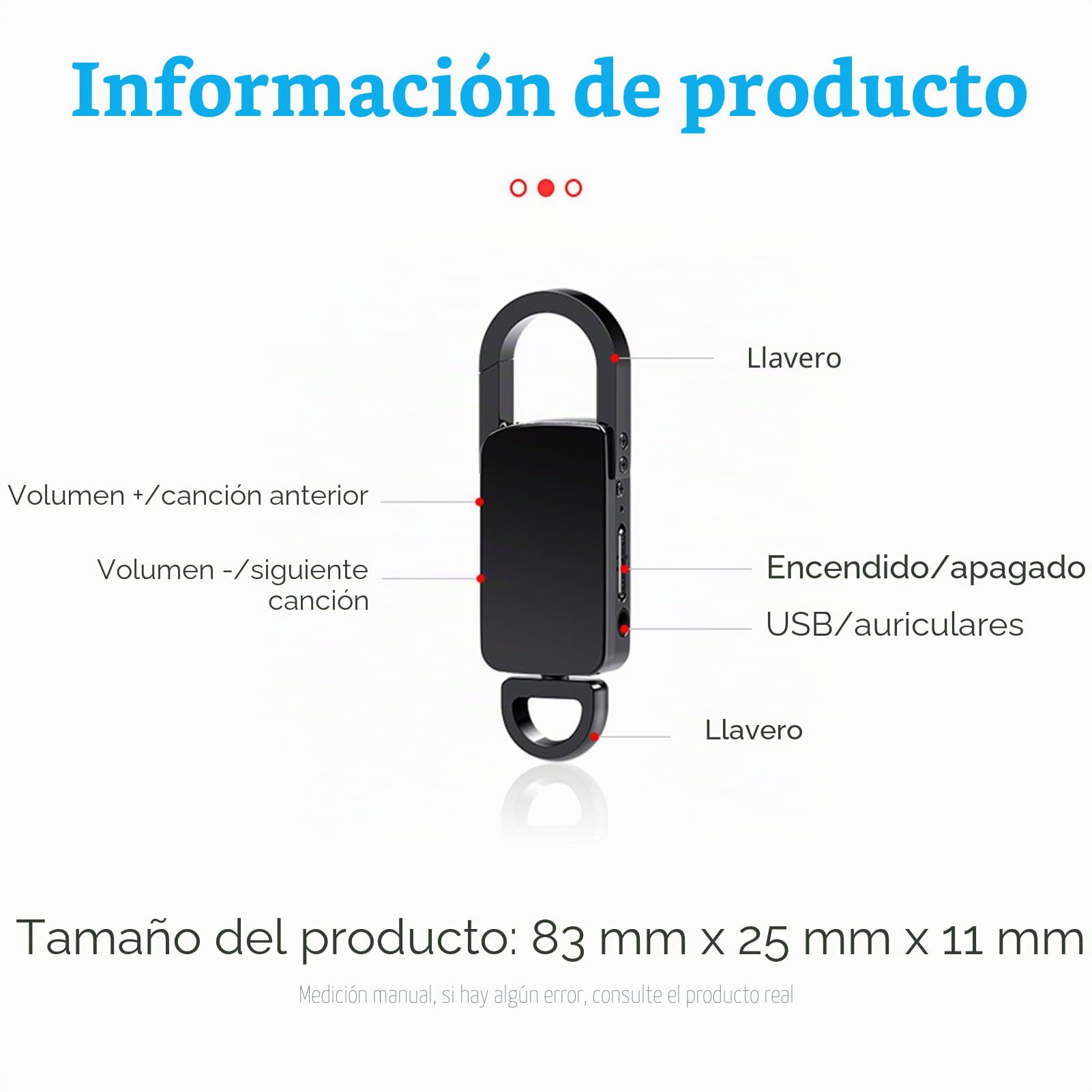 Luocute Recordadora de Voz Digital, Grabadora Activada por Voz de Micrófono Inteligente Reducción de Ruido Diseño de Llavero, Reducción de Ruido para Reuniones de (Memoria de 32 GB)