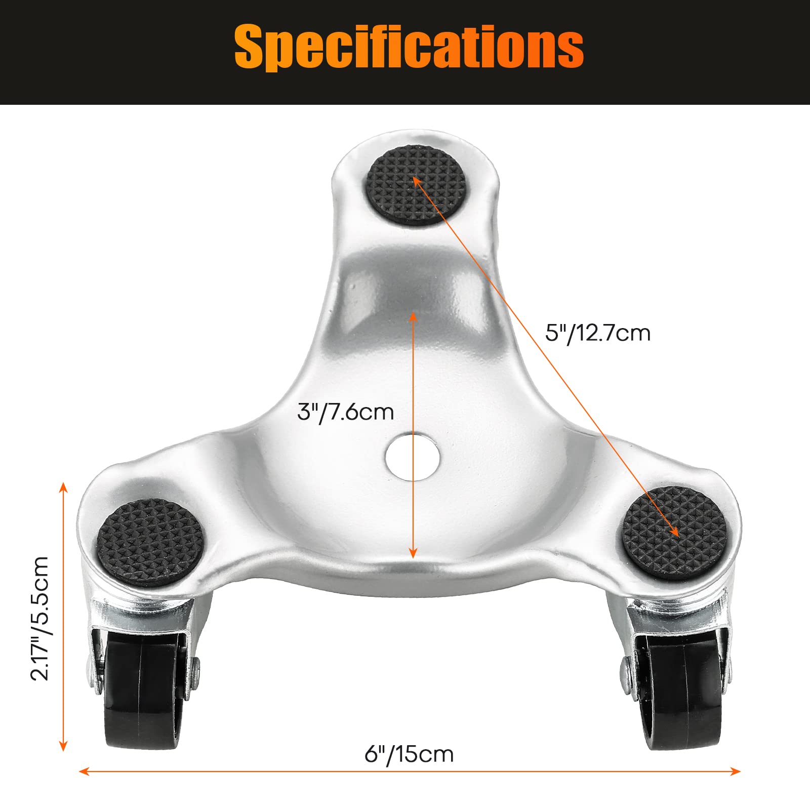 Lot de 4 tri-dolly en acier à 3 roues - Capacité de charge de 99,8 kg - Chariot de déménagement pour meubles et appareils - Durable et facile à utiliser - 15,2 cm