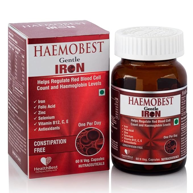 HealthBest Haemobest Capsules Iron Supplement Increases Hemoglobin