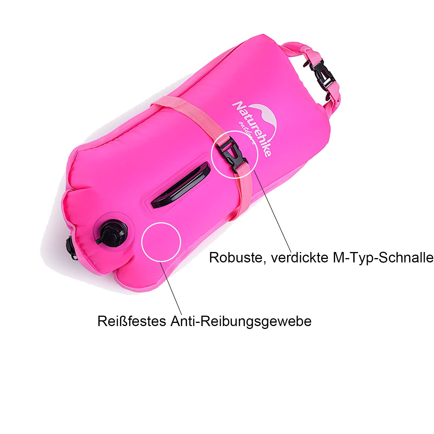 Naturehike Aufblasbarer Trockensack, 18L Wasserdichter Rucksack mit 2 Luftkammern für Open Water Schwimmen und Triathlon-Training, Leichte Schwimmhilfe zum Schnorcheln, Rafting, Bootfahren