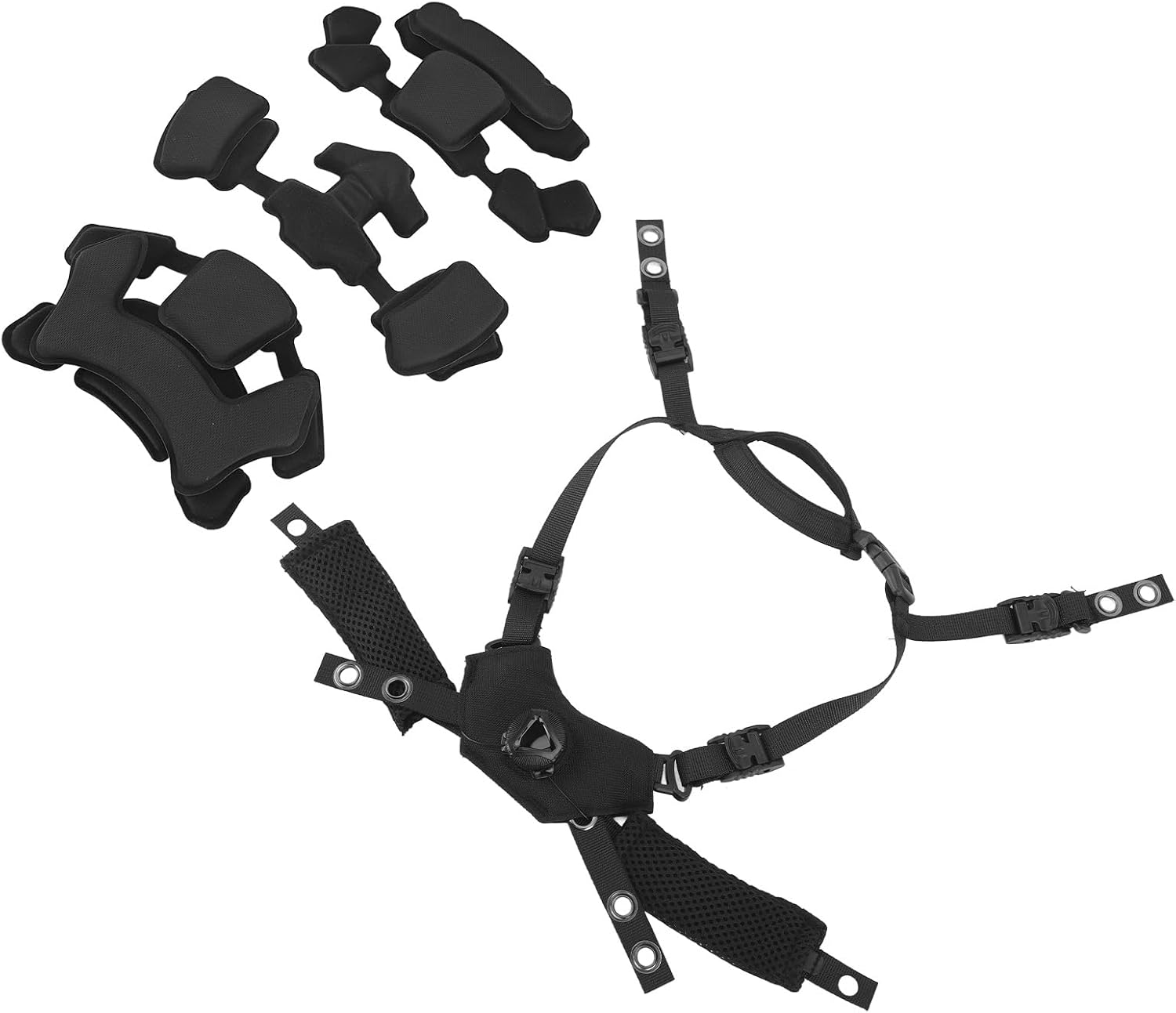 Tactical Helmet Dial Suspension System Chin Strap for ACH, for MICH, for, for FMA, for EXF, Dial Liner Kit with Soft Comfortable Cushion Pads Fastening Screws Accessory (Black