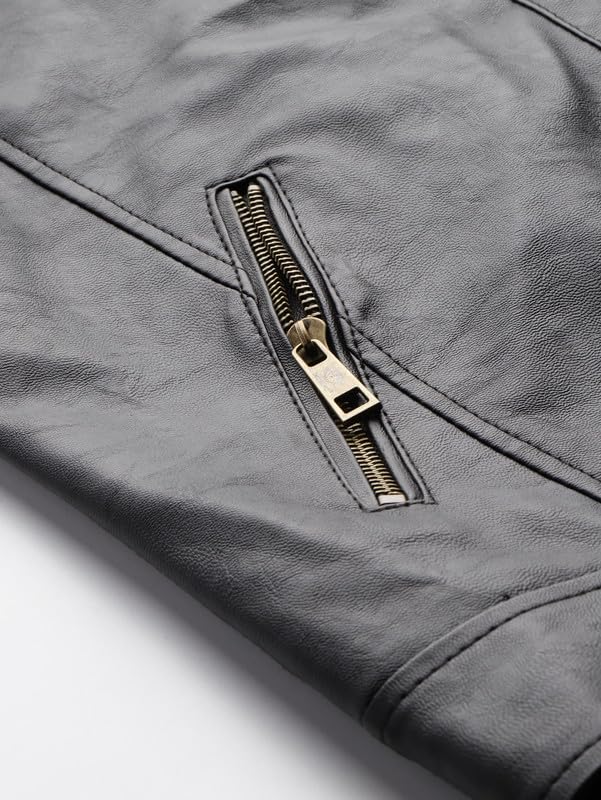Image of Leather Retail Black Full Sleeve Solid Men Jacket