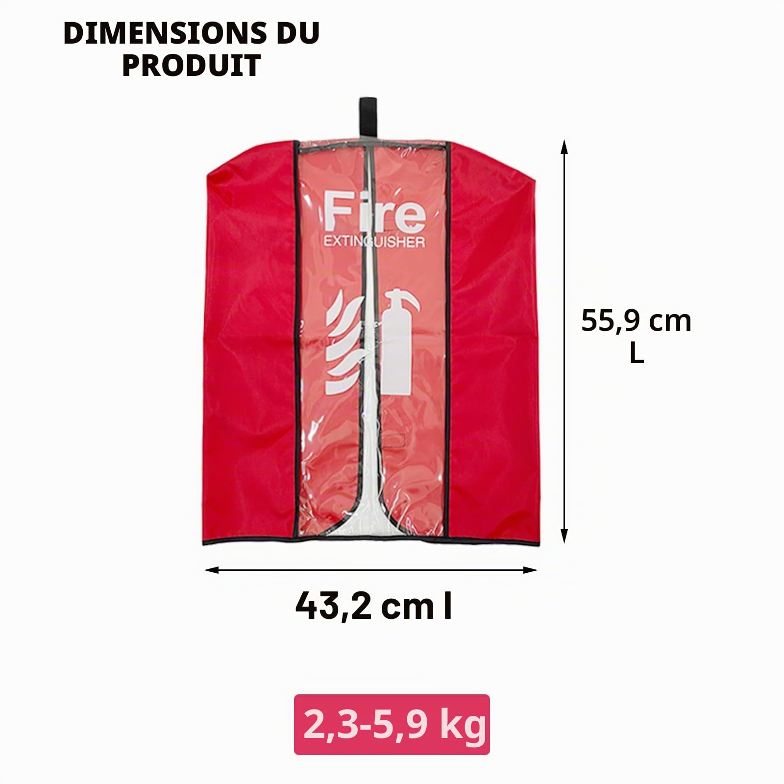 Housse d'extincteur très résistante contre les éraflures et les rayures, 43,2 cm de large x 56,9 cm de long, 1 pièce (2,3 à 5,9 kg)