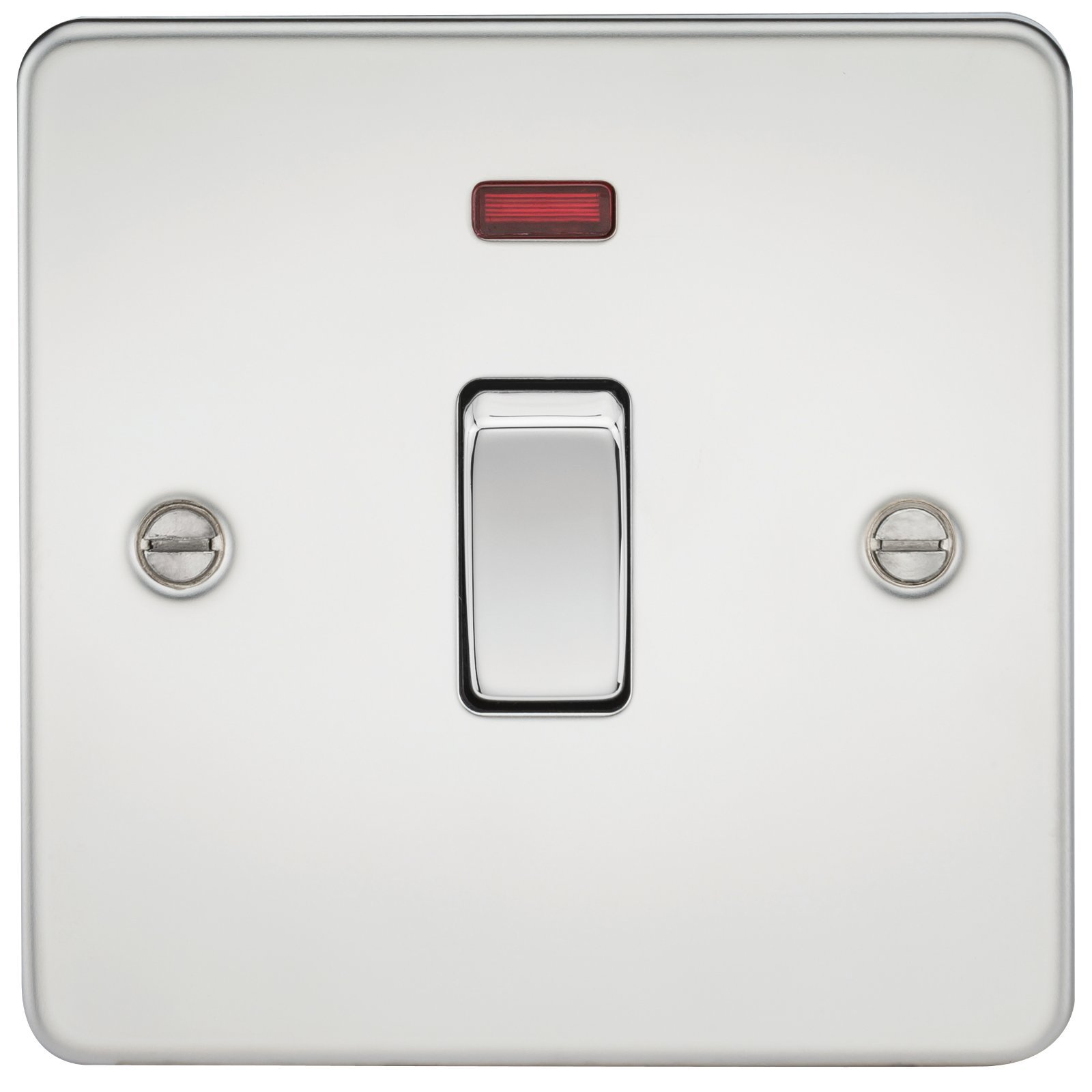 Knightsbridge FPAV8341NPC 20 A 1-Gang Flat Plate DP Switch with Neon Light - Polished Chrome