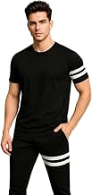 HOODMASTER Men's laycra Blend Sports T-Shirt with Round Neck Half Sleeves Solid Pattern Western Style and Standard Length | Mens Sports T-shirts for Casual
