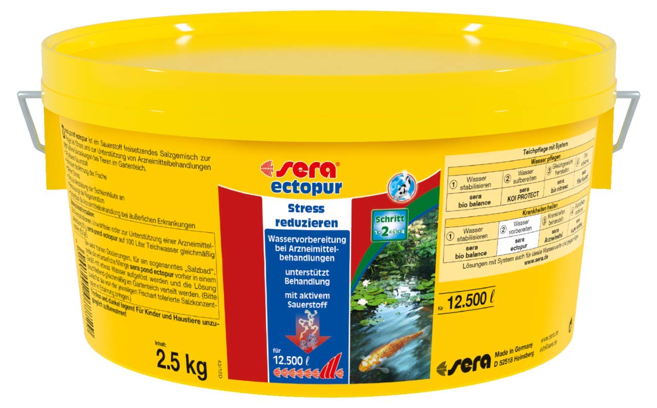 Sera Pond ectopur 2.200 ML (2,5 kg) | Préparation Saline pour Bassins | Soutien Contre Parasites, Bactéries et Mycoses | Oxygène Actif & Réduction du Stress | Favorise la Guérison des Poissons