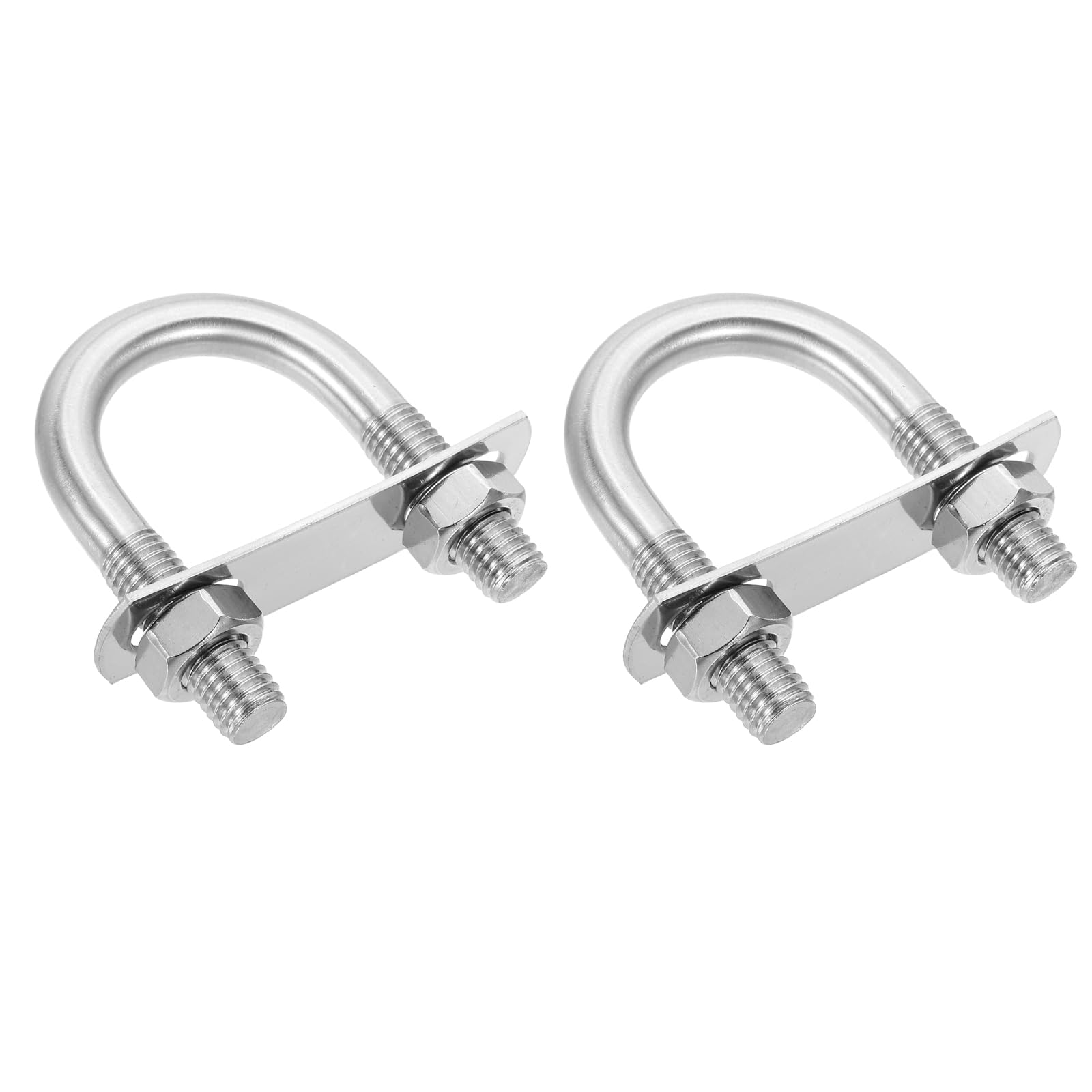 sourcing map M12 Round U-Bolts, 2 Sets 38mm(1.5 Inner Width 77mm(3.03") Length 201 Stainless Steel U-Clamp Bolt with Plates & Nuts for Automobile, Trailer, Boat Trail, Silver
