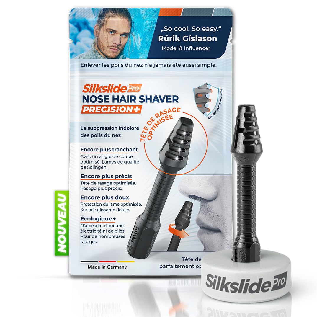 Silkslide Pro golarka do włosów w nosie, w zestawie ceramiczny stojak, delikatne, bezpieczne i dokładne usuwanie włosów z nosa, zoptymalizowana głowica nawilżająca, lepsze prowadzenie, wysokiej