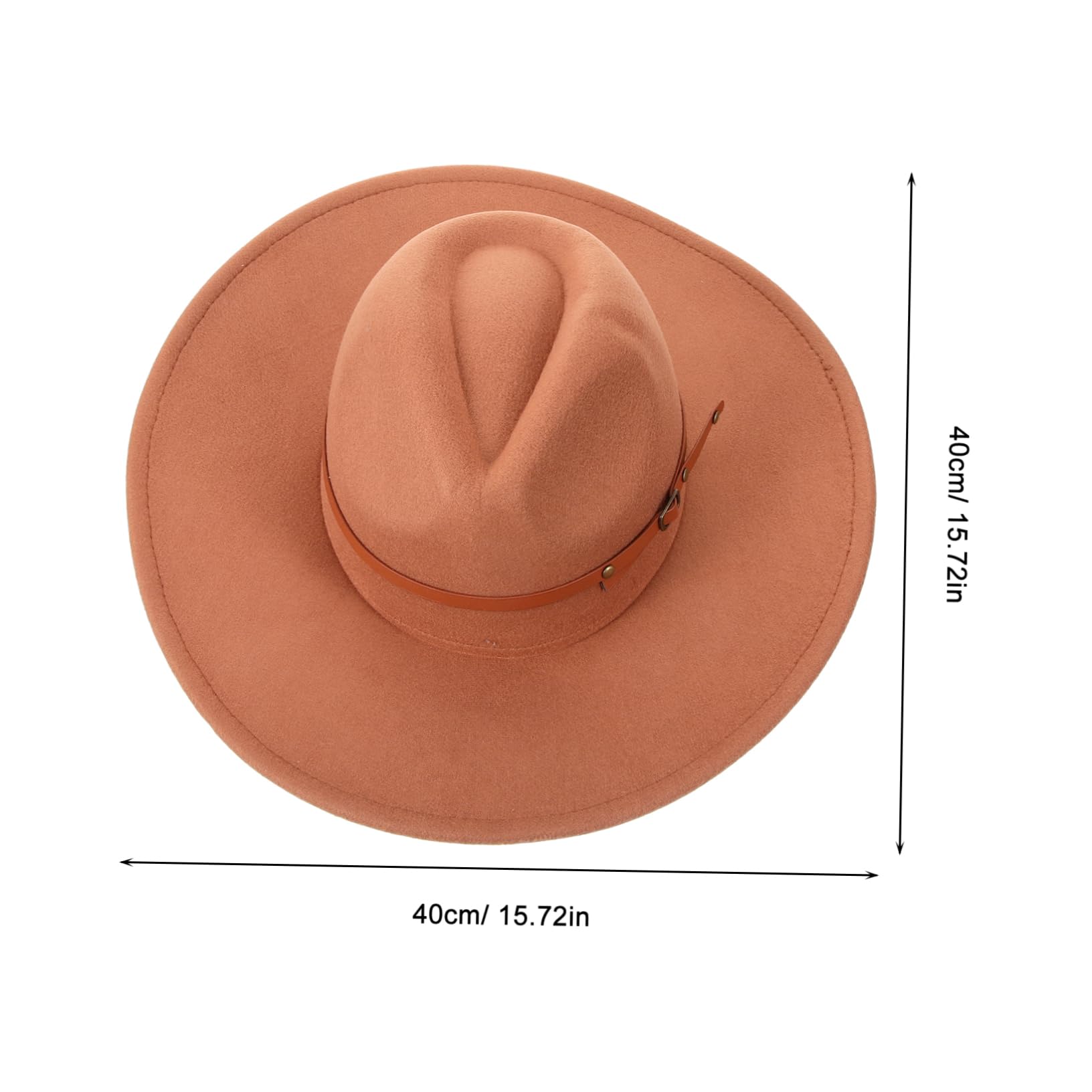 LIOOBO Wide Brim Hat for Women Fashionable Elegant Fedora Decorative Woolen Cap Brown