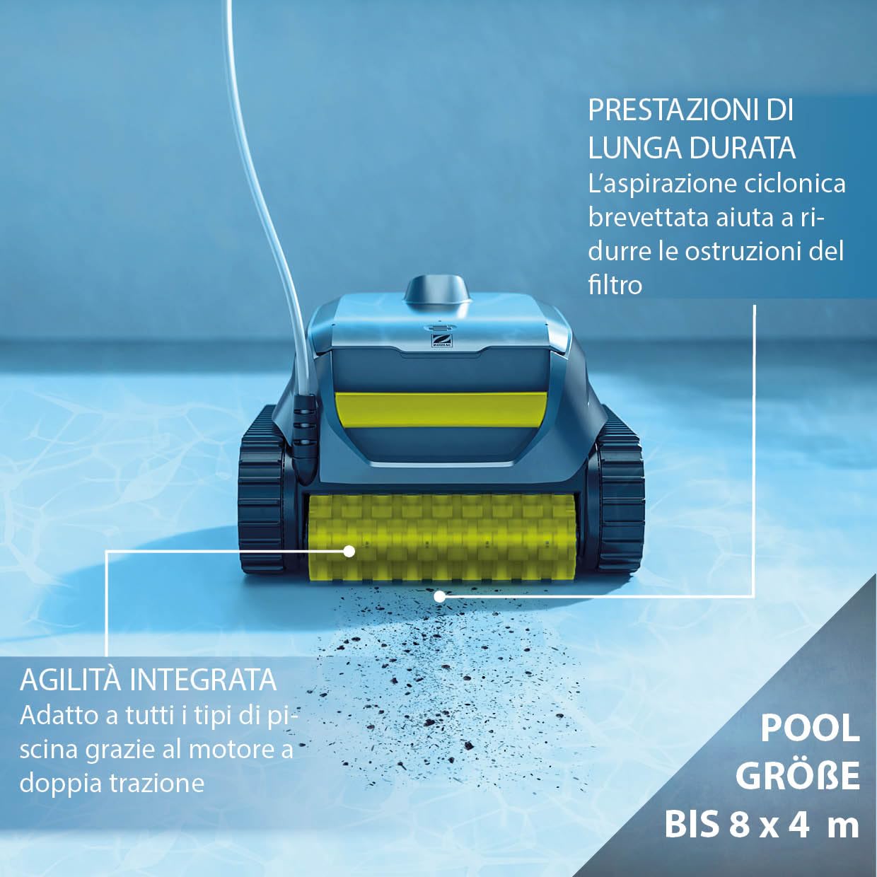 Zodiac Sweepy SWY 3520. Robot Pulitore di Fondo con Cavo. Piscine fino a 32 m²
