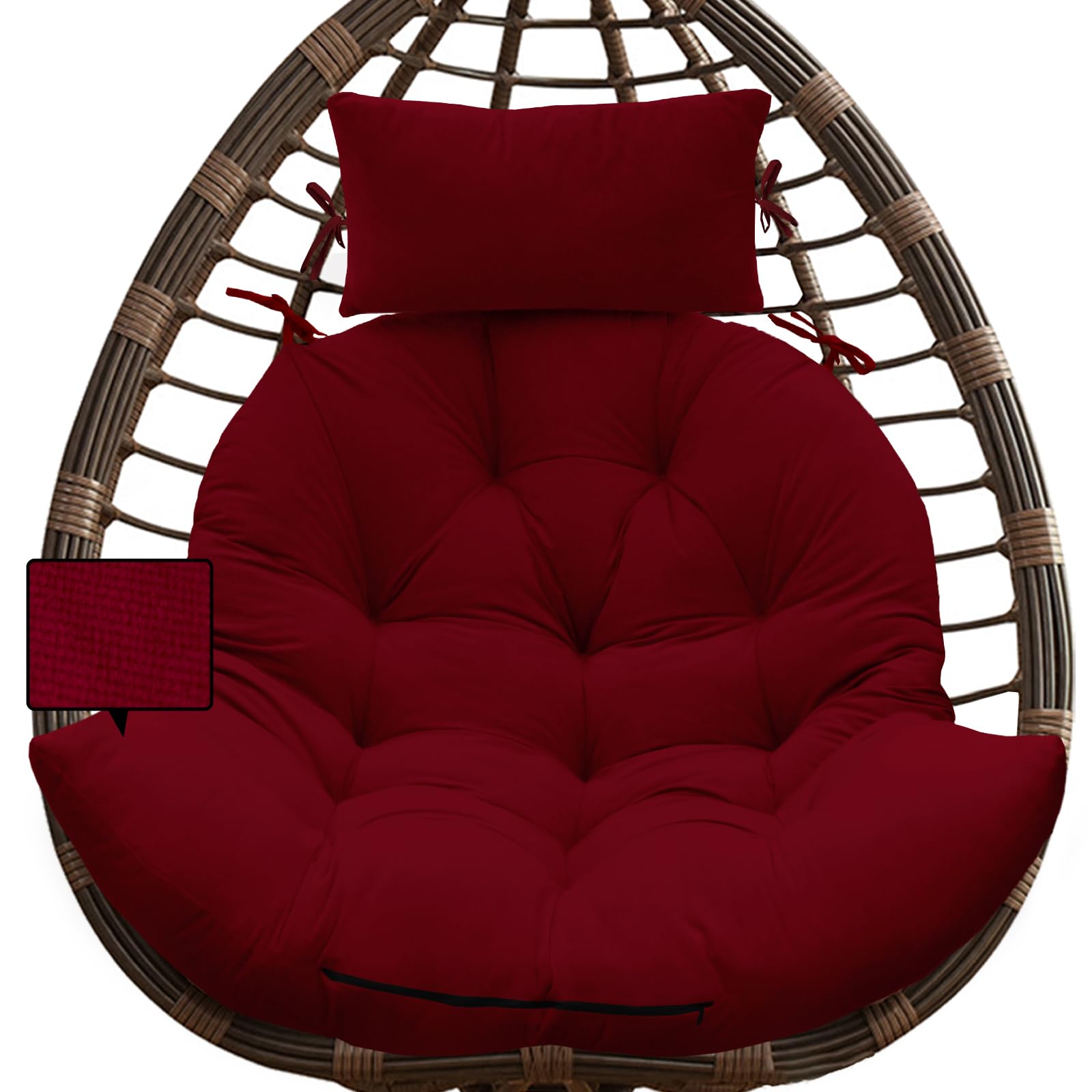BextileHanging Chair Cushion，Thicken Egg Chair Cushion, Hanging Basket seat Cushion, with Headrest (D)