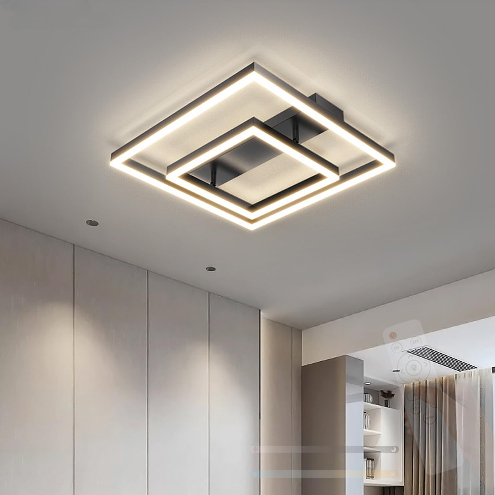 Plafonnier LED noir dimmable avec télécommande pour salon et cuisine - 8