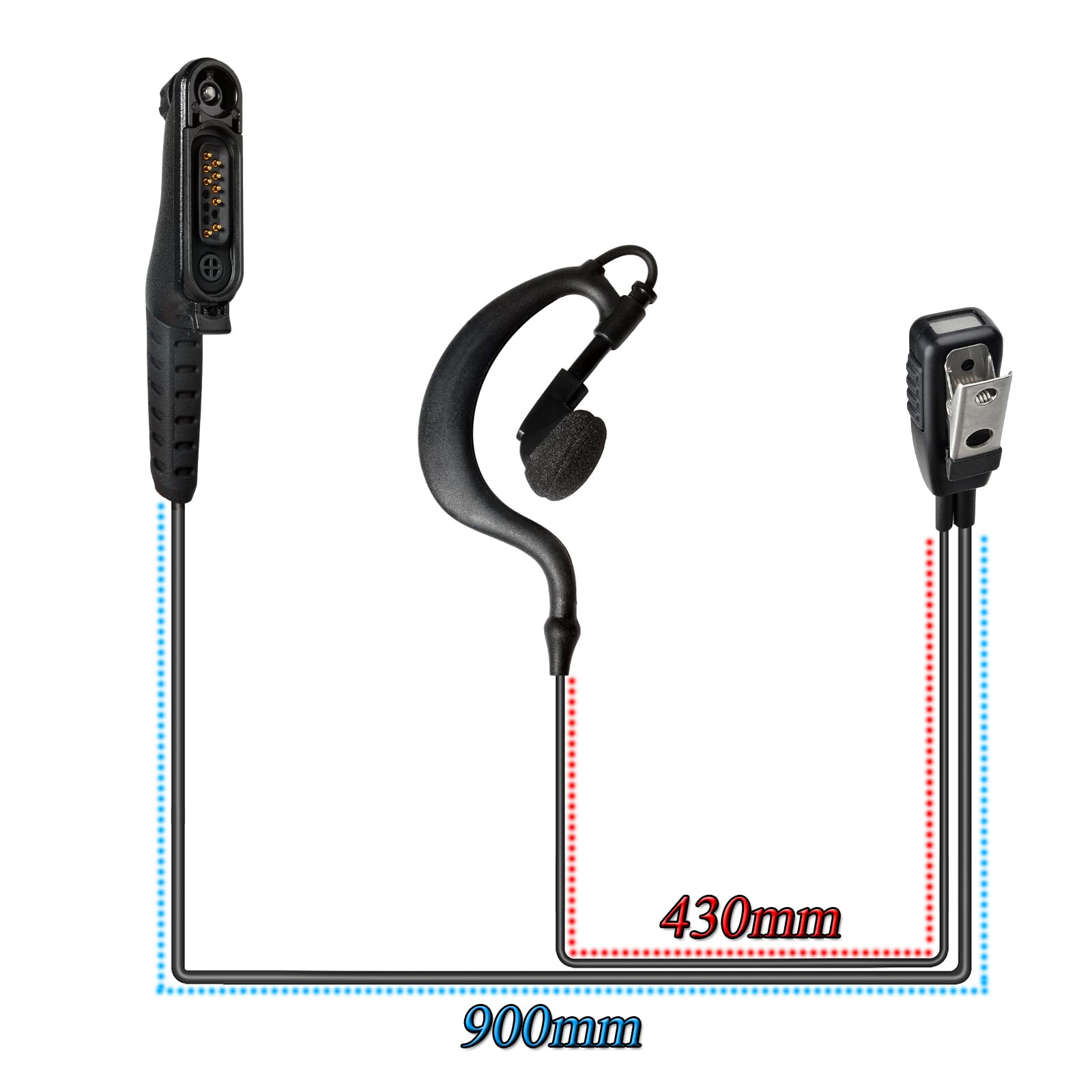 HYSHIKRA Multi Pin Walkie-Talkie Earpiece Headset with Mic Compatible with Motorola R7 N30 N50 N70, ION and MXP600 Two Way Radio for Security Bodyguard (G Shape) — view 6
