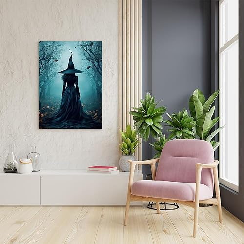 Miniatura 3 de QQLADY The Witch Twilight Dark Forest Vintage Gothic Wall Art Print - Dark Academia Witchy Halloween Poster Gift