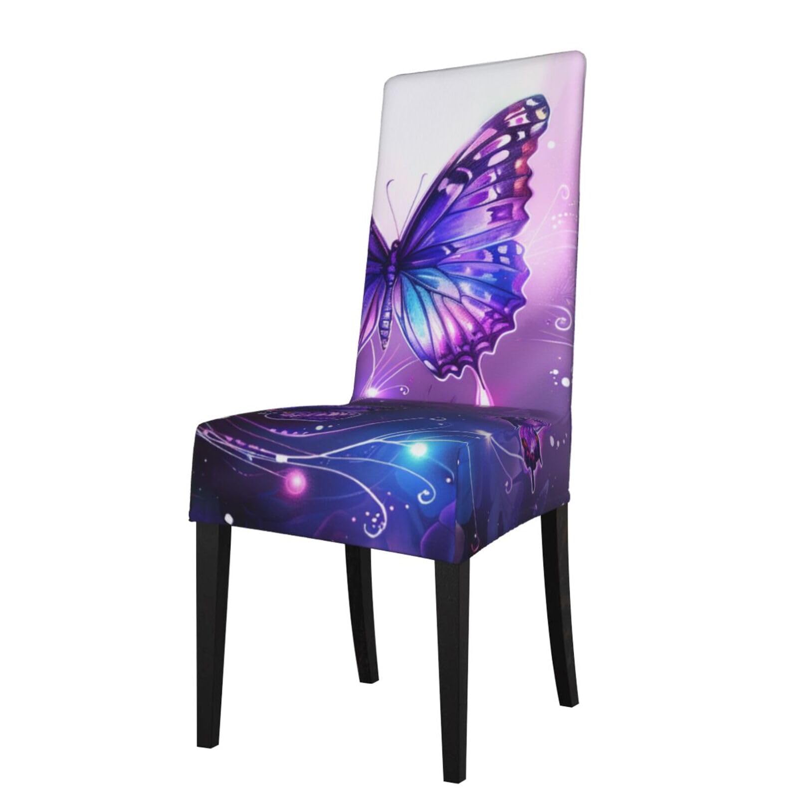 WPKJU Butterflies Print Dining Chair Covers Removable Chair Seat Covers Decorative for Kitchen & Bar Stools