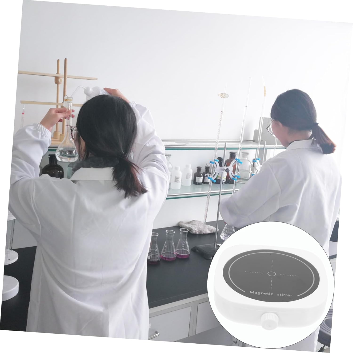 Magnetic Stirrer Compact Portable Stir Machine for Lab Home Classroom 1000ml Liquid Capacity